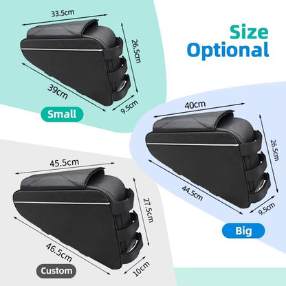 Triangle battery bag side view showing reflective strip