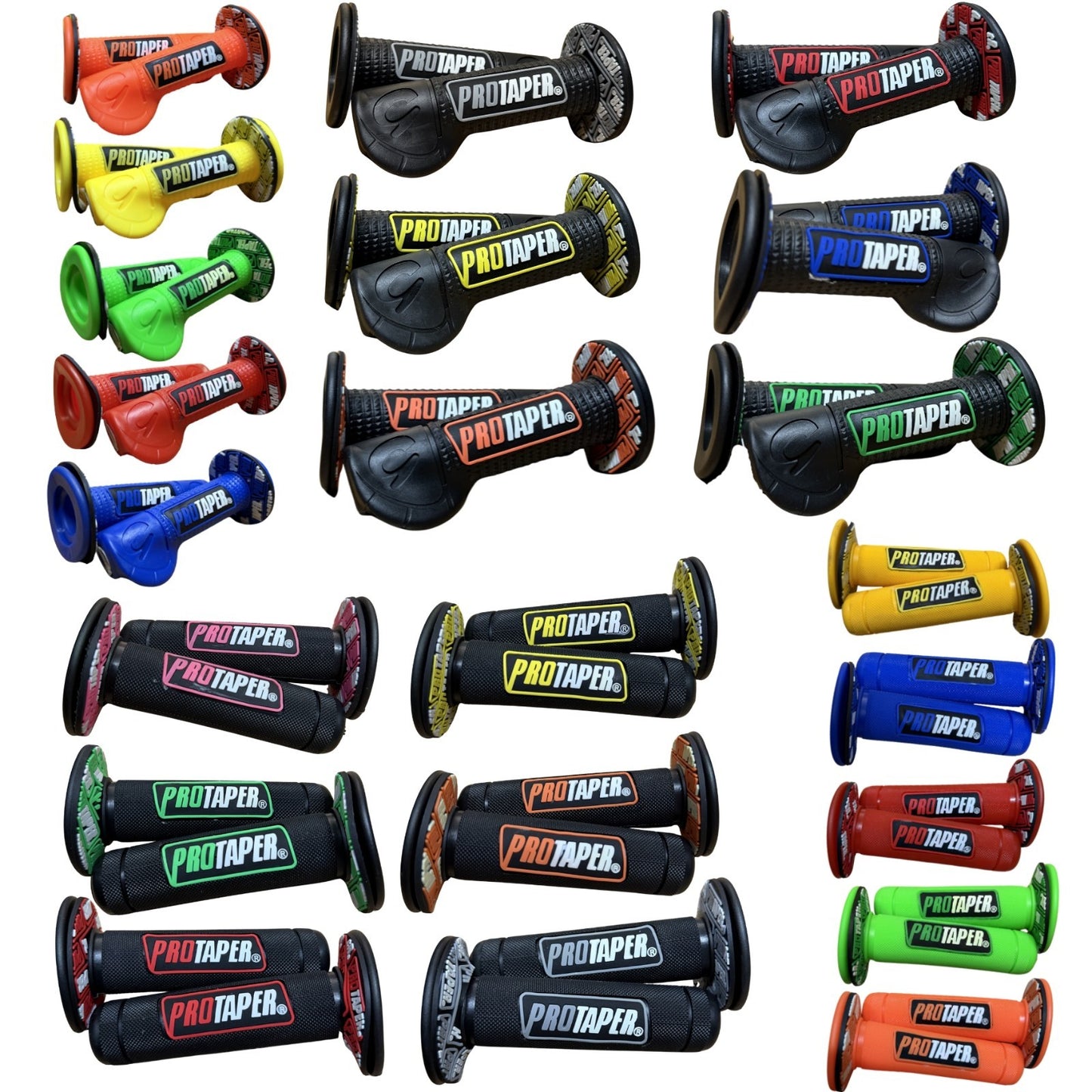 Pro Taper style handlebar grips in seven colours